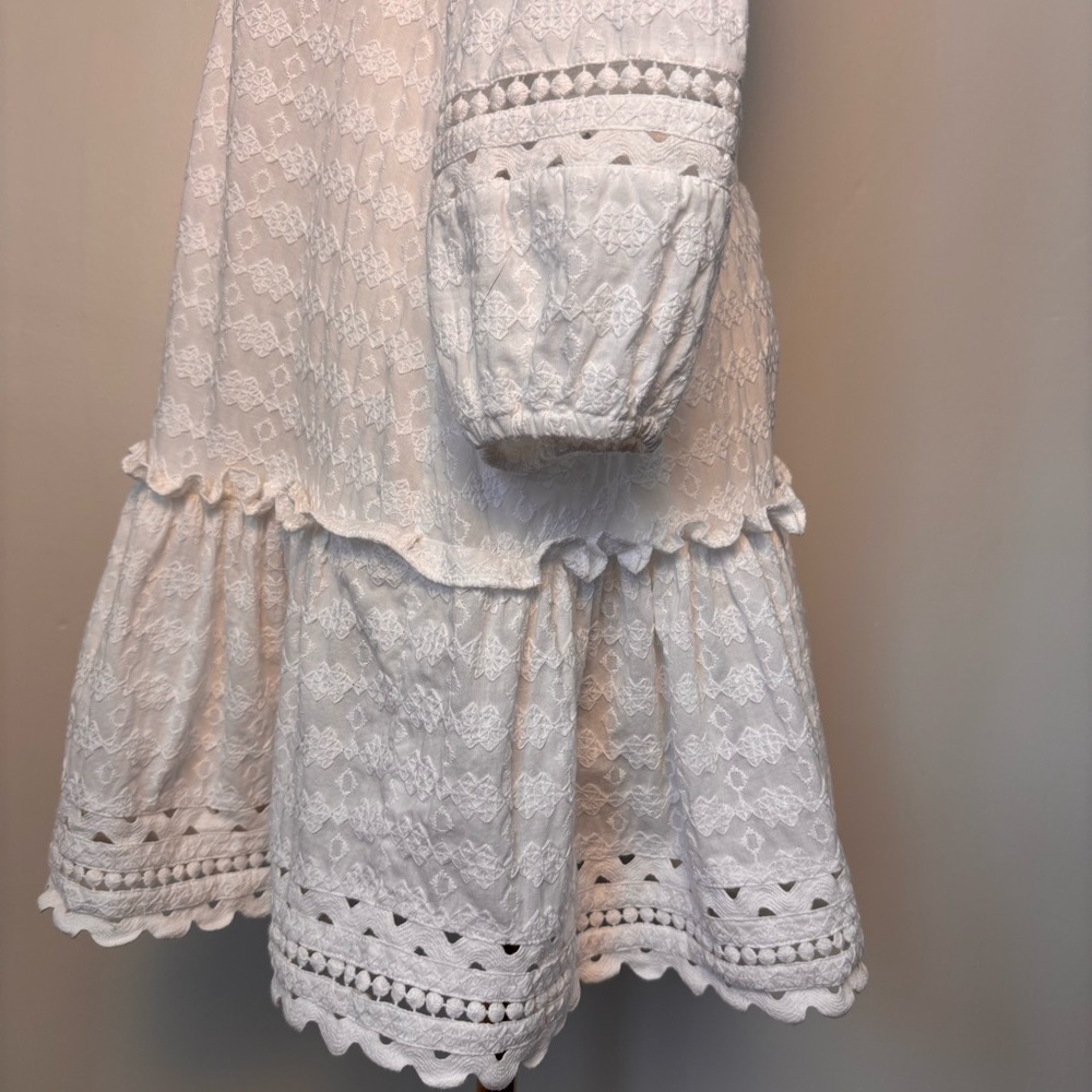 Veronica Beard Daeja V-Neck Eyelet Intricate Lace 3/4 Sleeves Mini Dress Size XS - Picture 7 of 14